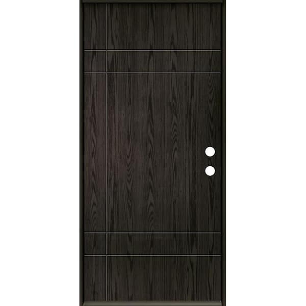 Krosswood Doors SUMMIT Modern 36 in. x 80 in. Left-Hand/Inswing 10-Grid Solid Panel Baby Grand Stain Fiberglass Prehung Front Door