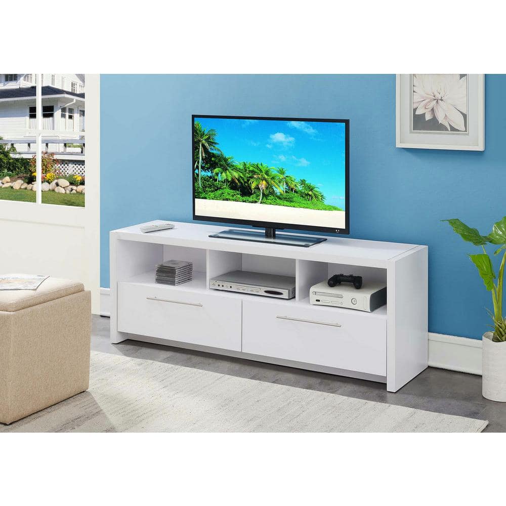 Newport Marbella 60" Luxe White TV Stand with Concealed Storage