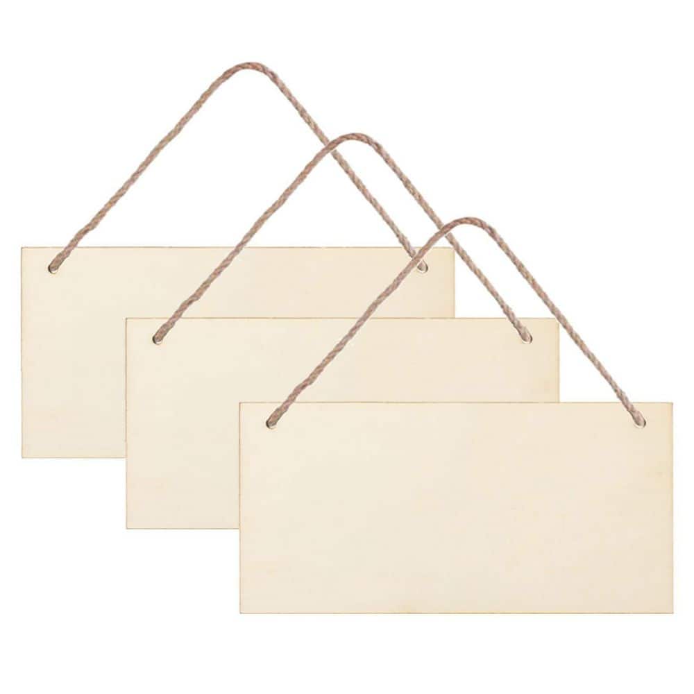 0.2 in. x 1 ft. x 1 ft. Natural Wood Unfinished Rectangle Hanging Plaque DIY Craft Project Panel with Rope -3-Pack price history on PriceWatchPro