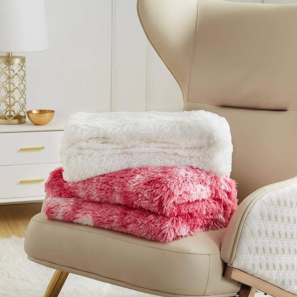 White Faux Fur Reversible Plush Throw Blanket 50" x 70"