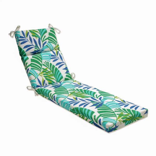Pillow Perfect Floral 21 x 28.5 Outdoor Chaise Lounge Cushion in Blue/Green Islamorada