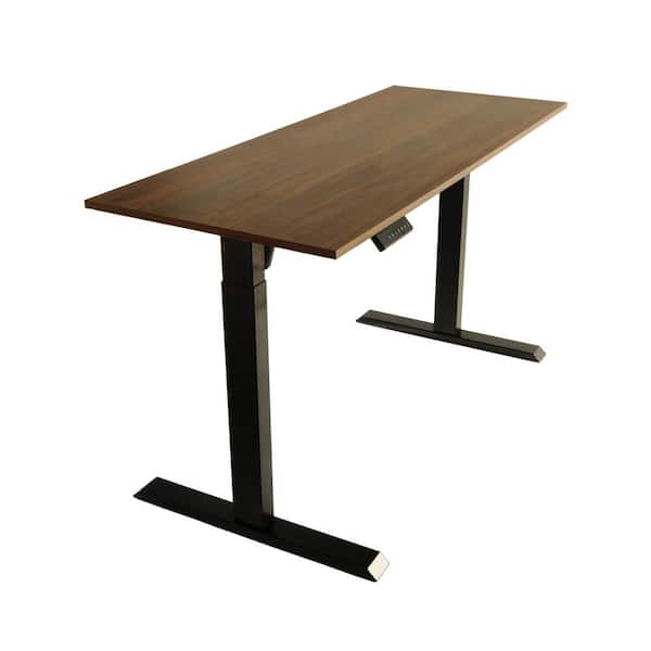 TechOrbits 60 in. Black/Walnut Electric Standing Desk with Adjustable Height and Memory Settings - Motorized Workstation