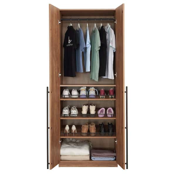Manhattan Comfort Lee Golden Brown 31.5 in. Freestanding Wardrobe