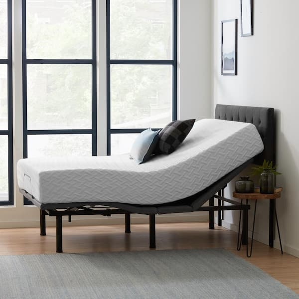 Lucid Comfort Collection Deluxe Adjustable Bed and 10 in. Firm Gel Memory Foam Full Mattress Set