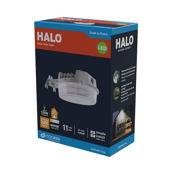 alo アロ　ライトグレー　新品 HALO ALB 125-Watt Equivalent Integrated LED Gray Dusk to Dawn Area