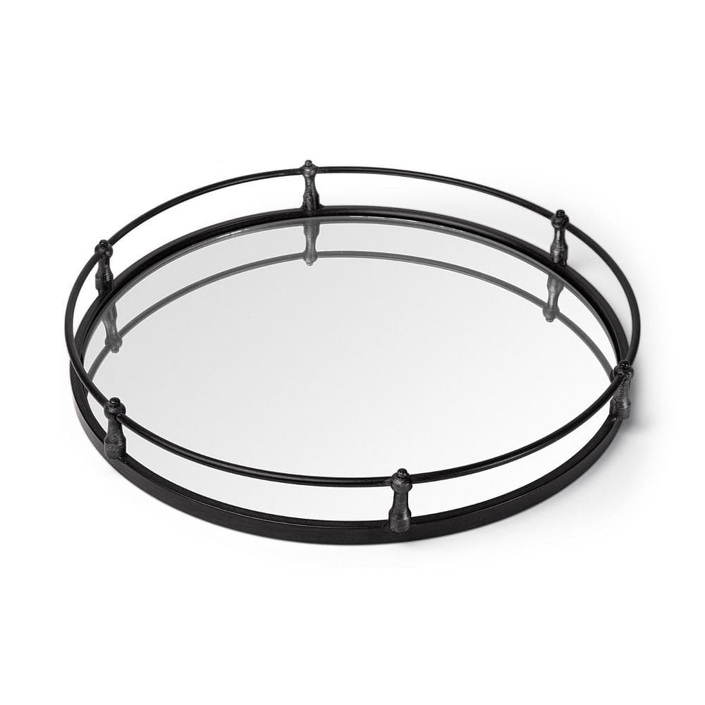 鏡 Rococo Miller  accessory tray HomeRoots Silver Round Metal 24 in. Decorative Tray