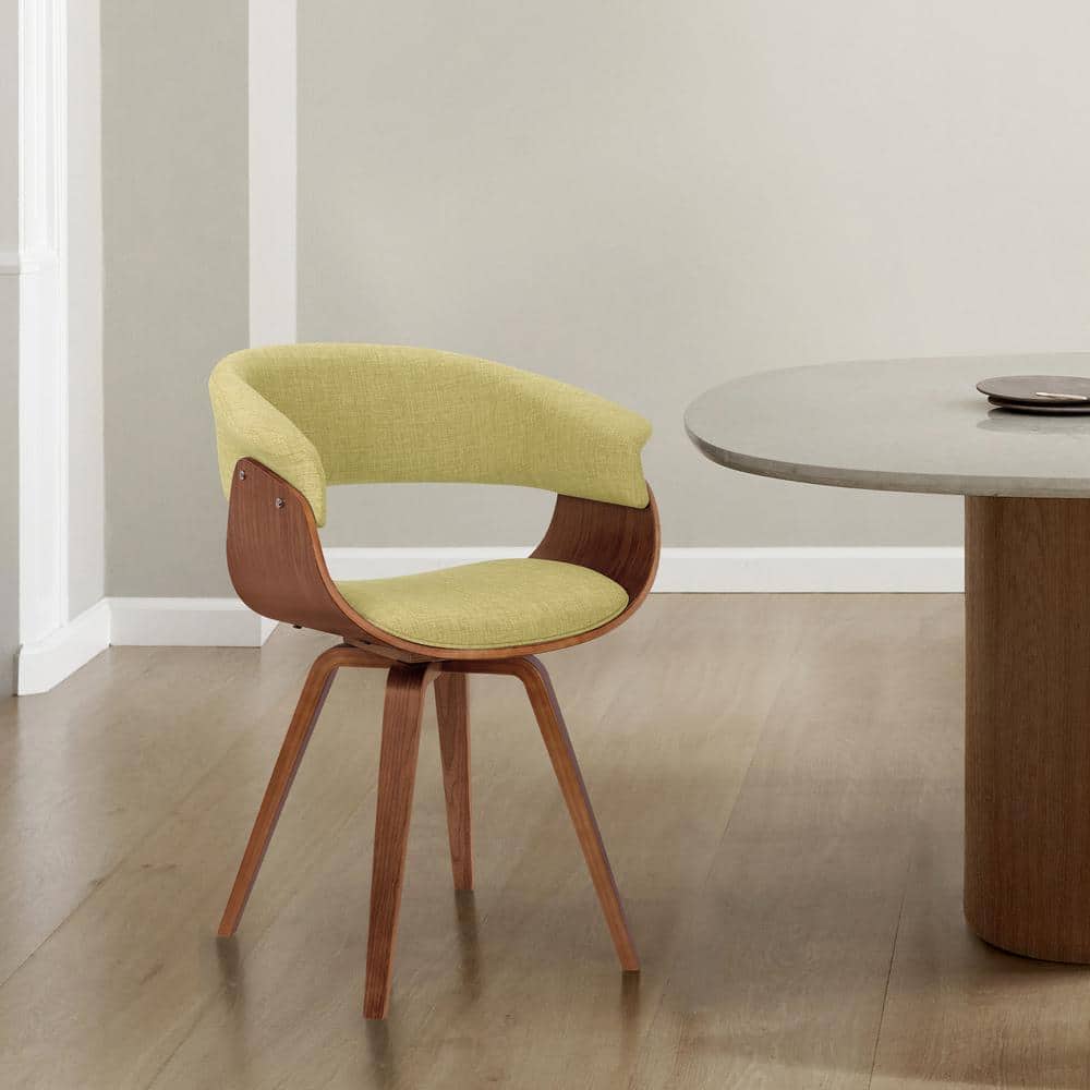Green Upholstered Walnut Wood Mid-Century Modern Side Chair