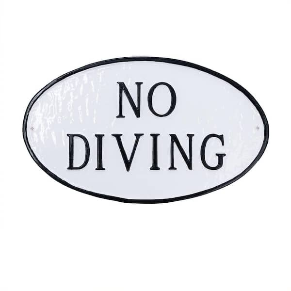 Montague Metal Products No Diving Standard Oval Statement Plaque - White/Black