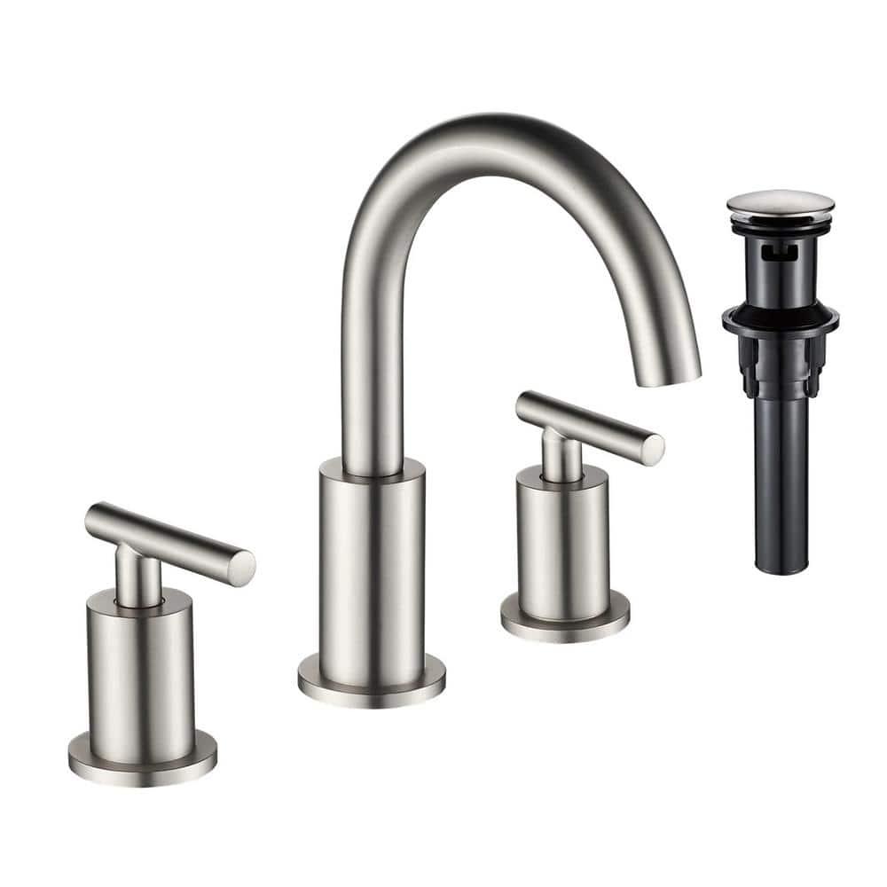 8 in. Widespread Double Handle High-Arc Bathroom Faucet with Pop-up Drain Rust Resist in Brushed Nickel price history on PriceWatchPro