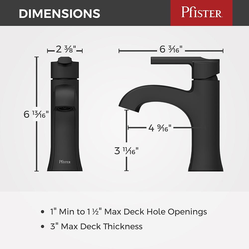 Vaneri Matte Black Single Handle Bathroom Faucet