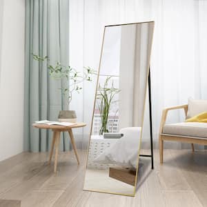 Lseeka 65 in. x 22 in. Modern Rectangle Metal Framed Golden Full-Length Standing Mirror