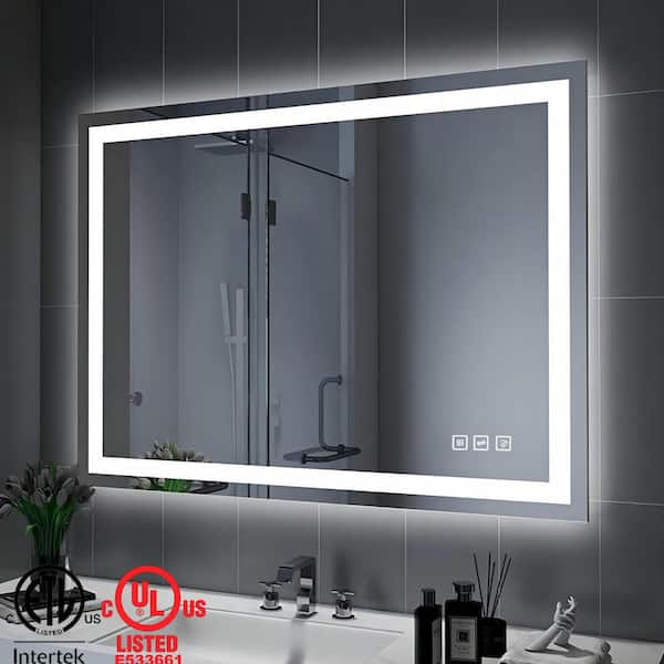 TOOLKISS Super Bright 40 in. W x 32 in. H Rectangular Frameless LED Light Anti-Fog Wall Bathroom Vanity Mirror Front Light