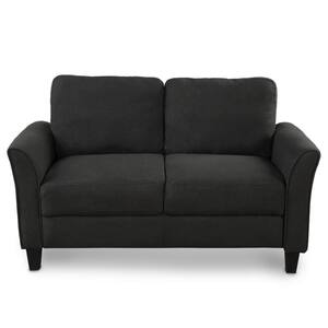 Living Room 29.00 in. Width Slope Arm Linen Upholstery Modern Straight Shape Reclining Armrest 2-Seat Sofa in Black