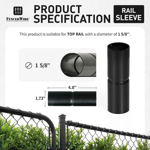 Fencer Wire 1-5/8 in. Chain Link Fence Black Galvanized Steel Top