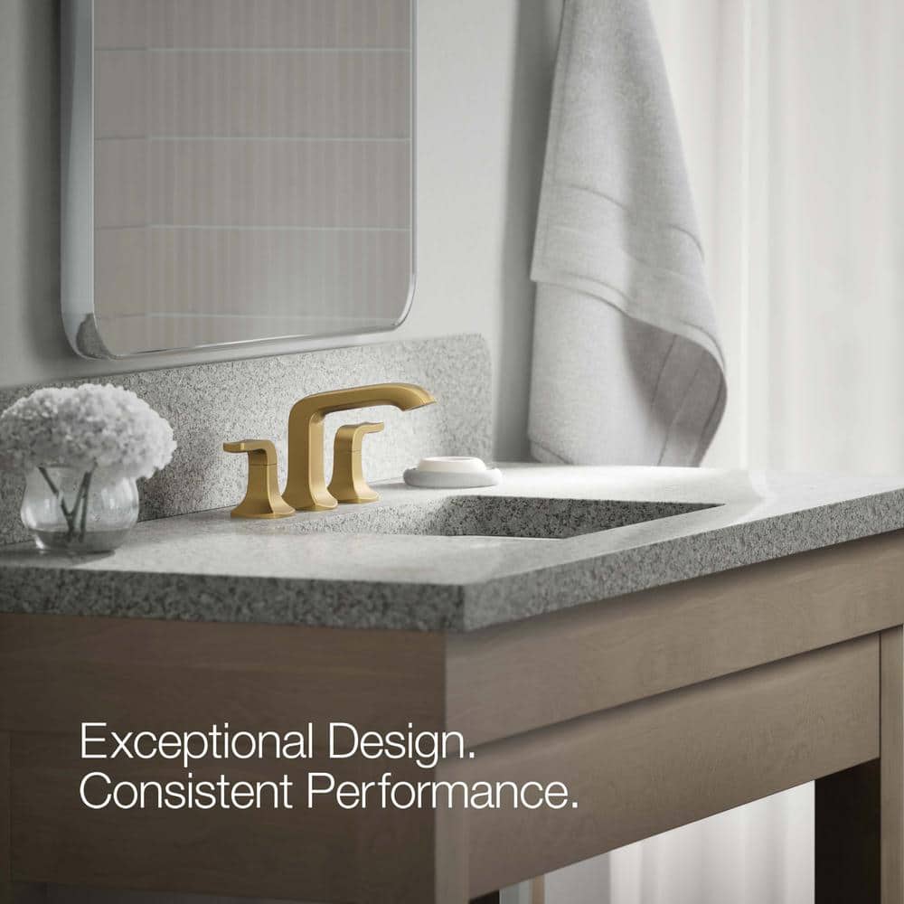 Rubicon 8 in. Widespread Double Handle Bathroom Faucet in Vibrant Brushed Brass