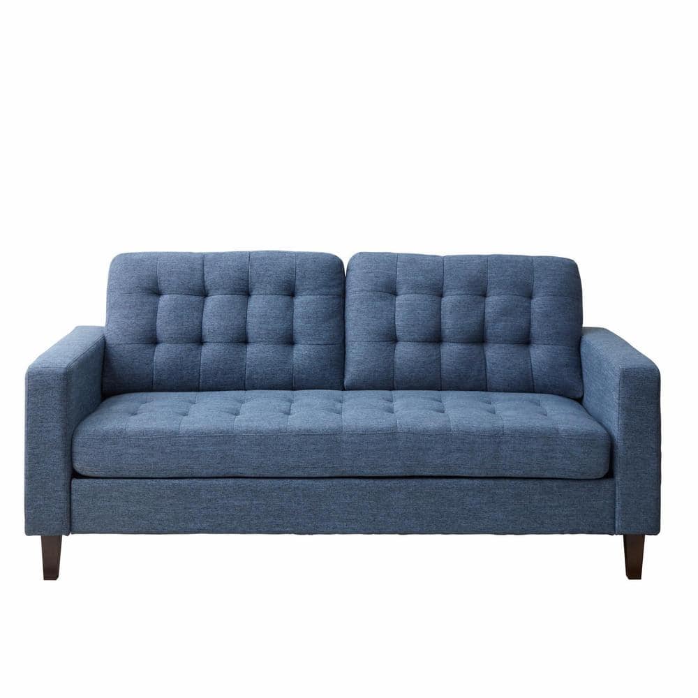 Brookside Brynn 76 in. Navy Polyester Upholstered 3 Seat Square Arm ...