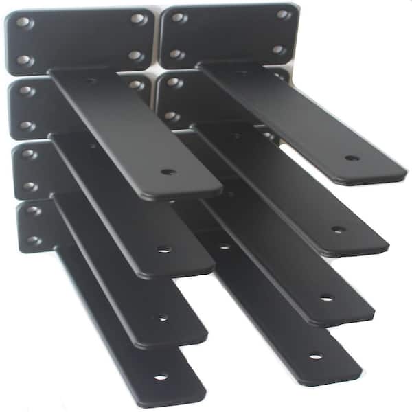 8-Pack 8 in. L Black Iron Shelf Bracket, Floating Shelf Brackets, Rustic Industrial Metal Brackets for Shelf Support