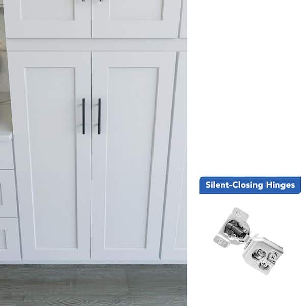 30 in. W x 24 in. D x 51 in. H Ready to Assemble Double Shaker Pantry Kitchen Cabinet in Newport White
