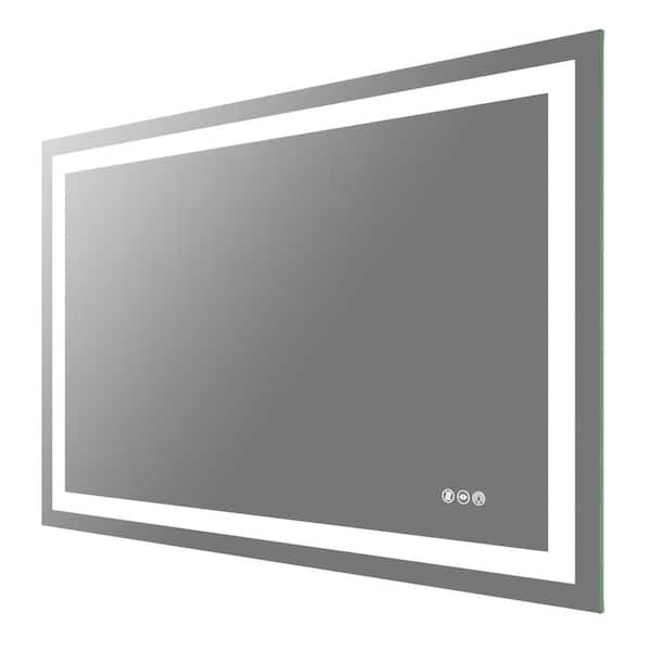BWE 48 in. W x 32 in. H Rectangular Frameless LED Light Anti-Fog Wall Bathroom Vanity Mirror Super Bright