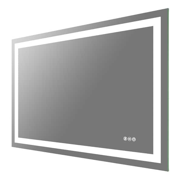 BWE 48 in. W x 32 in. H Rectangular Frameless LED Light Anti-Fog Wall ...