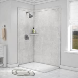 Elegance 48 in. W x 80 in. H x 36 in. D 7-Piece Easy Up Adhesive Corner Shower Wall Surround in Tundra