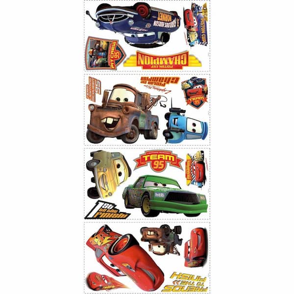 RoomMates 5 in. x 11.5 in. Cars Piston Cup Champs 19-Piece Peel and Stick Wall Decals