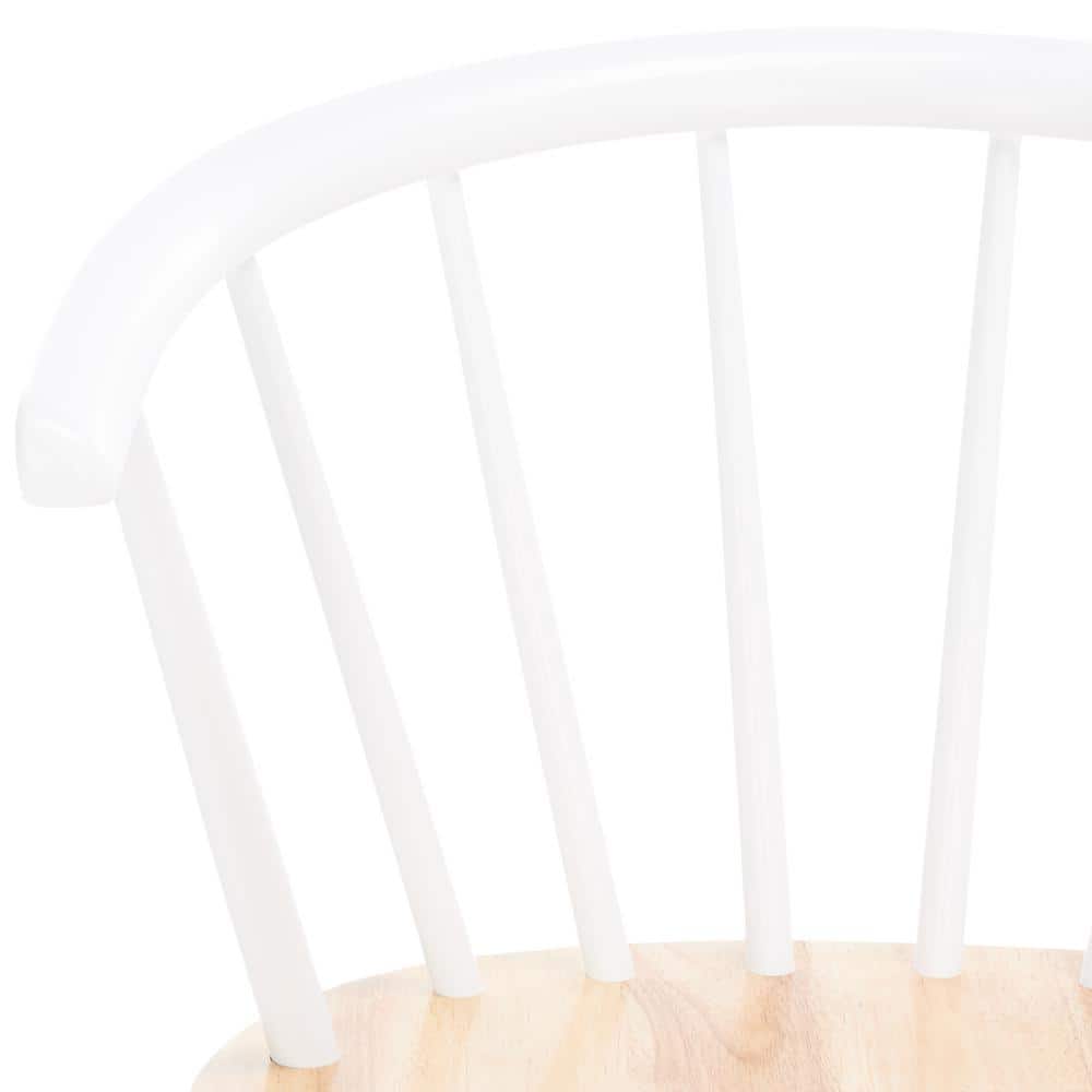 Natural and White Rubber Wood Counter Stool Set