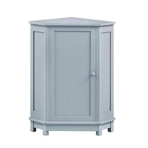 17.5 in. W x 17.5 in. D x 31.4 in. H Light Blue Triangle Corner Linen Cabinet with 2 Adjustable Shelfs in Blue