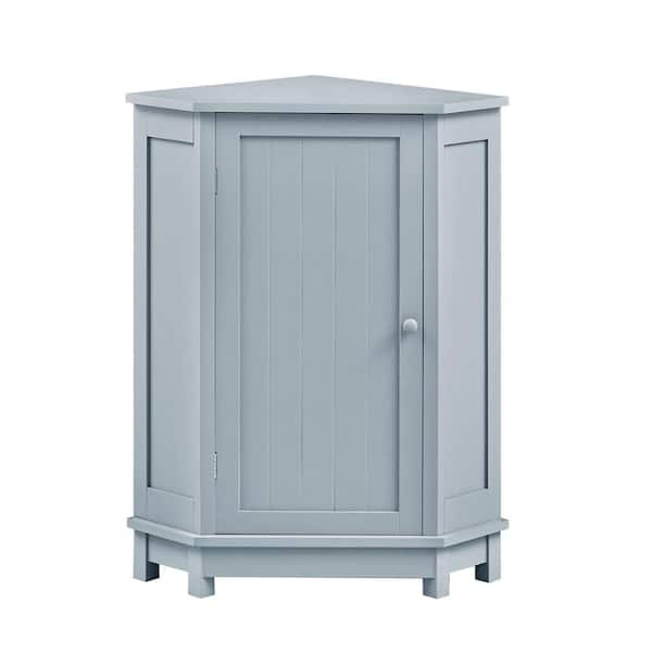 Bnuina 17.5 in. W x 17.5 in. D x 31.4 in. H Light Blue Triangle Corner Linen Cabinet with 2 Adjustable Shelfs in Blue