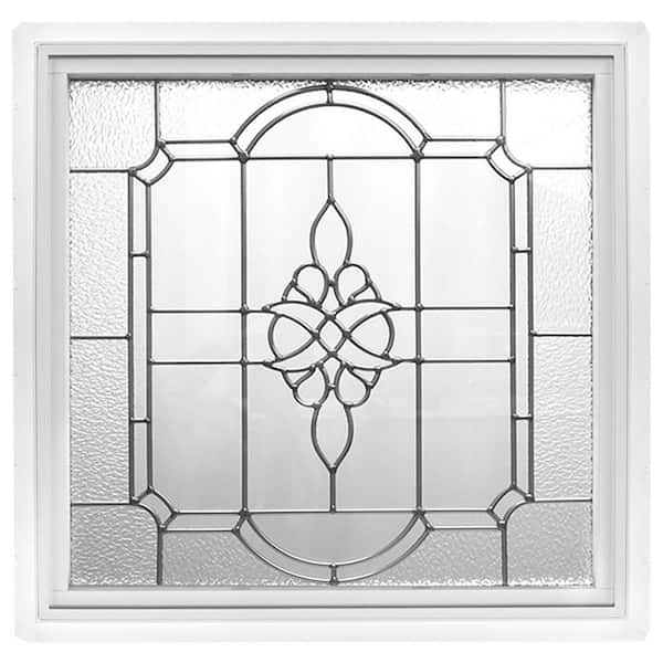 Hy-Lite 23.5 in. x 23.5 in. Frame Victorian P E Nickel Caming 1 in. Nail Fin Offset Fixed Picture Window, White