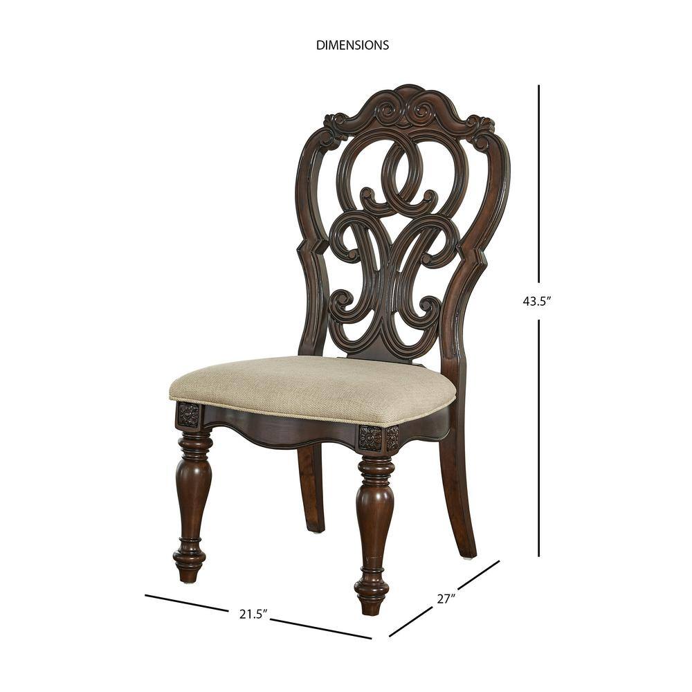 Warm Pecan Upholstered Traditional Side Chair