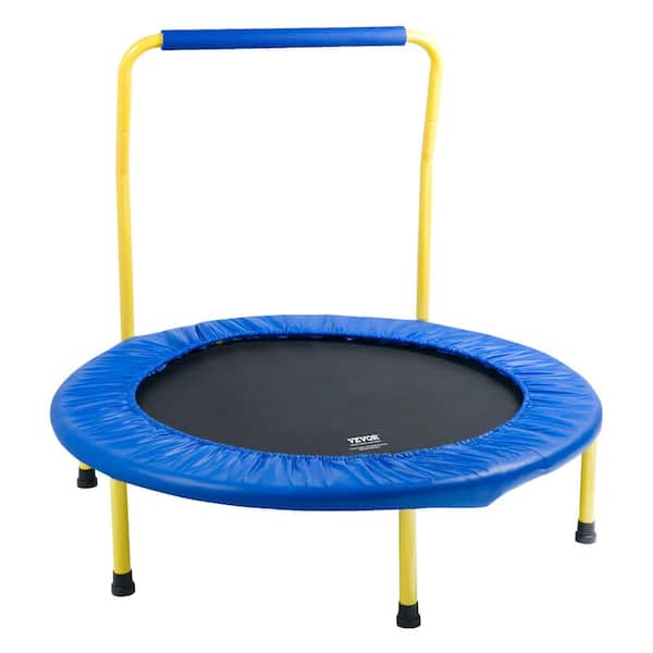 36-in. Kid's Trampoline, Foldable and Portable for Indoor/Outdoor Use, Toddler Trampoline with Safety Foam Handle