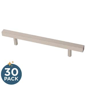 Simple Square Bar 5-1/16 in. (128 mm) Modern Cabinet Drawer Pulls in Stainless Steel (30-Pack)