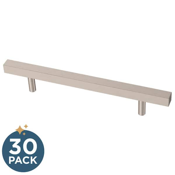 Franklin Brass 30-Pack Simple Square Bar 5-1/16 in. (128 mm) Modern Cabinet Drawer Pulls in Stainless Steel