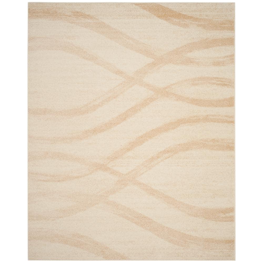 Cream and Champagne Abstract Rectangular 9' x 12' Area Rug