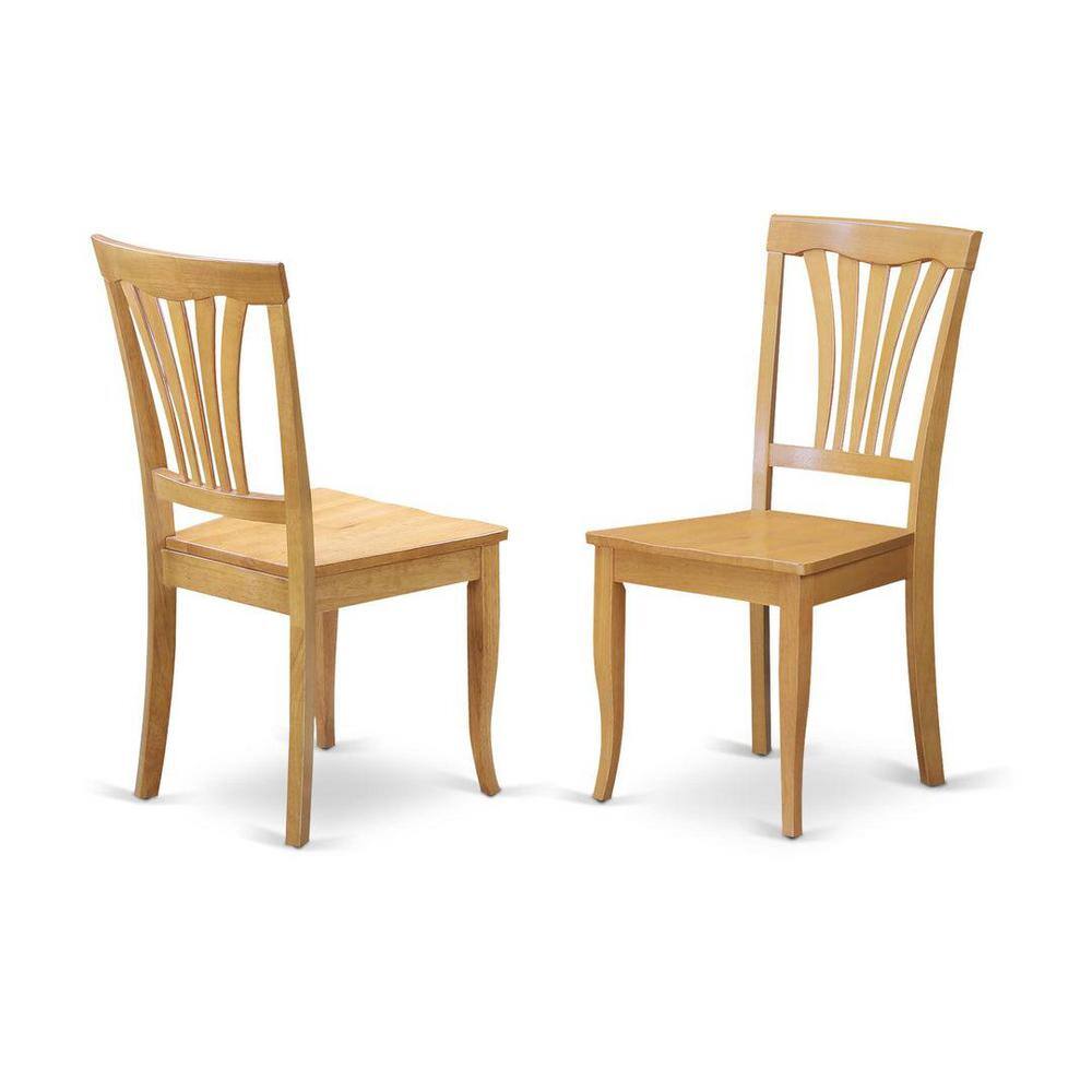 Oak Finish Oval Pedestal Dining Table Set with 4 Slat Back Chairs