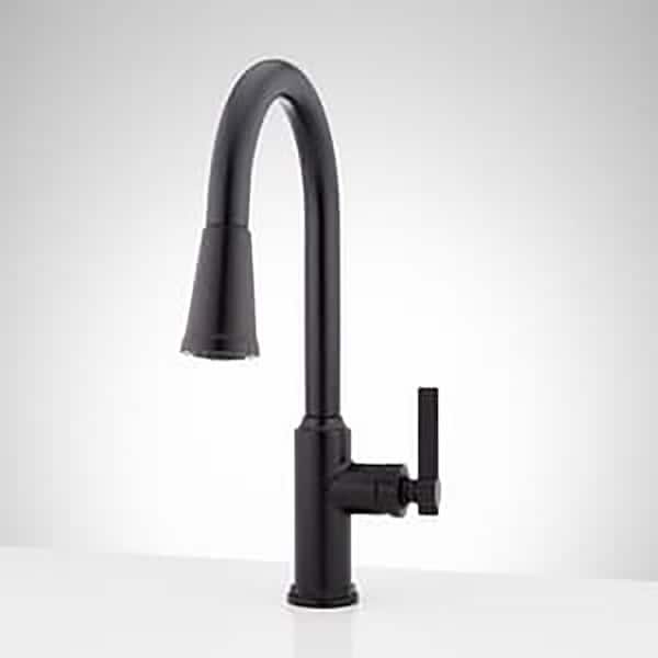 SIGNATURE HARDWARE Greyfield Single Handle Pull Down Sprayer Kitchen Faucet in Matte Black