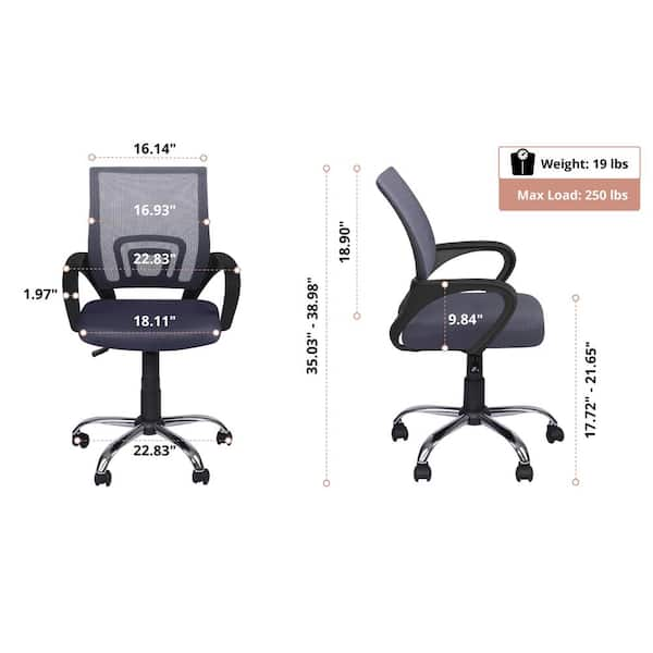 MAYKOOSH Black Flip-Top Ergonomic Mesh Drafting Swivel Desk Chair