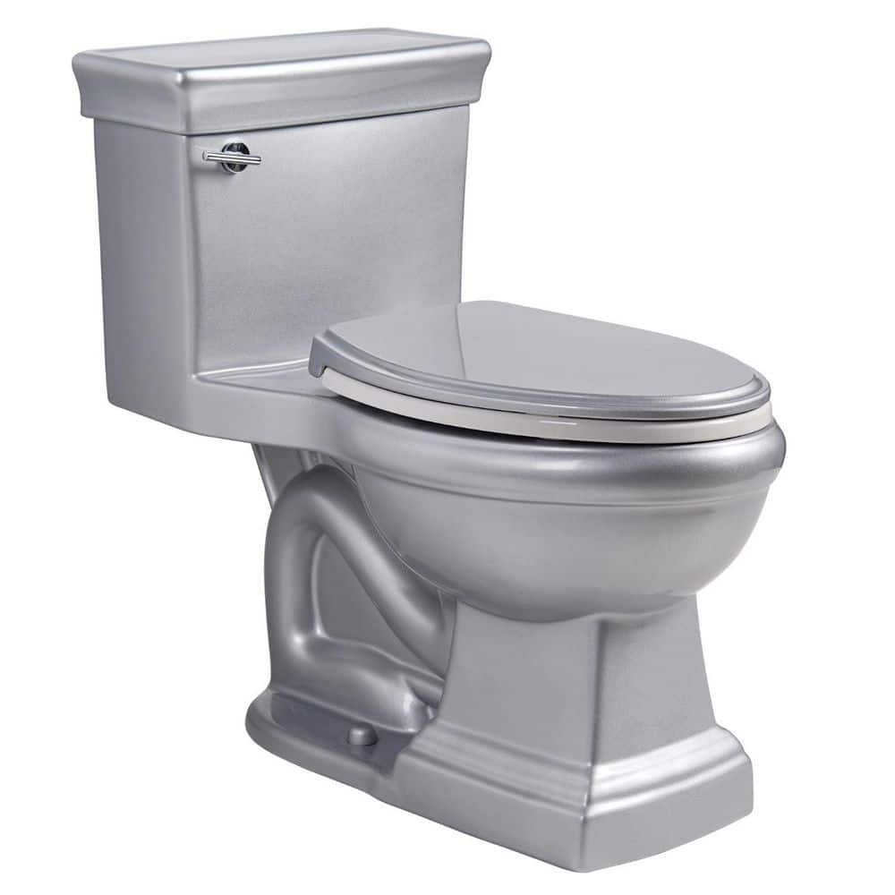 Be Unwhite Silver One Piece Toilet 17 in. Seat Height with