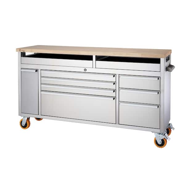 TRINITY PRO 66 in. W x 19 in. D 9-Drawer Stainless Steel Mobile