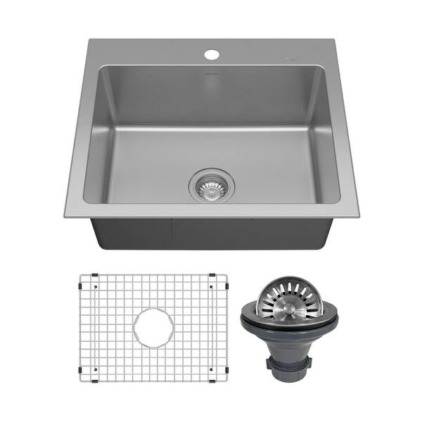 Lansen 25 in. Drop-in Single Bowl 18 Gauge Stainless Steel Kitchen Sink