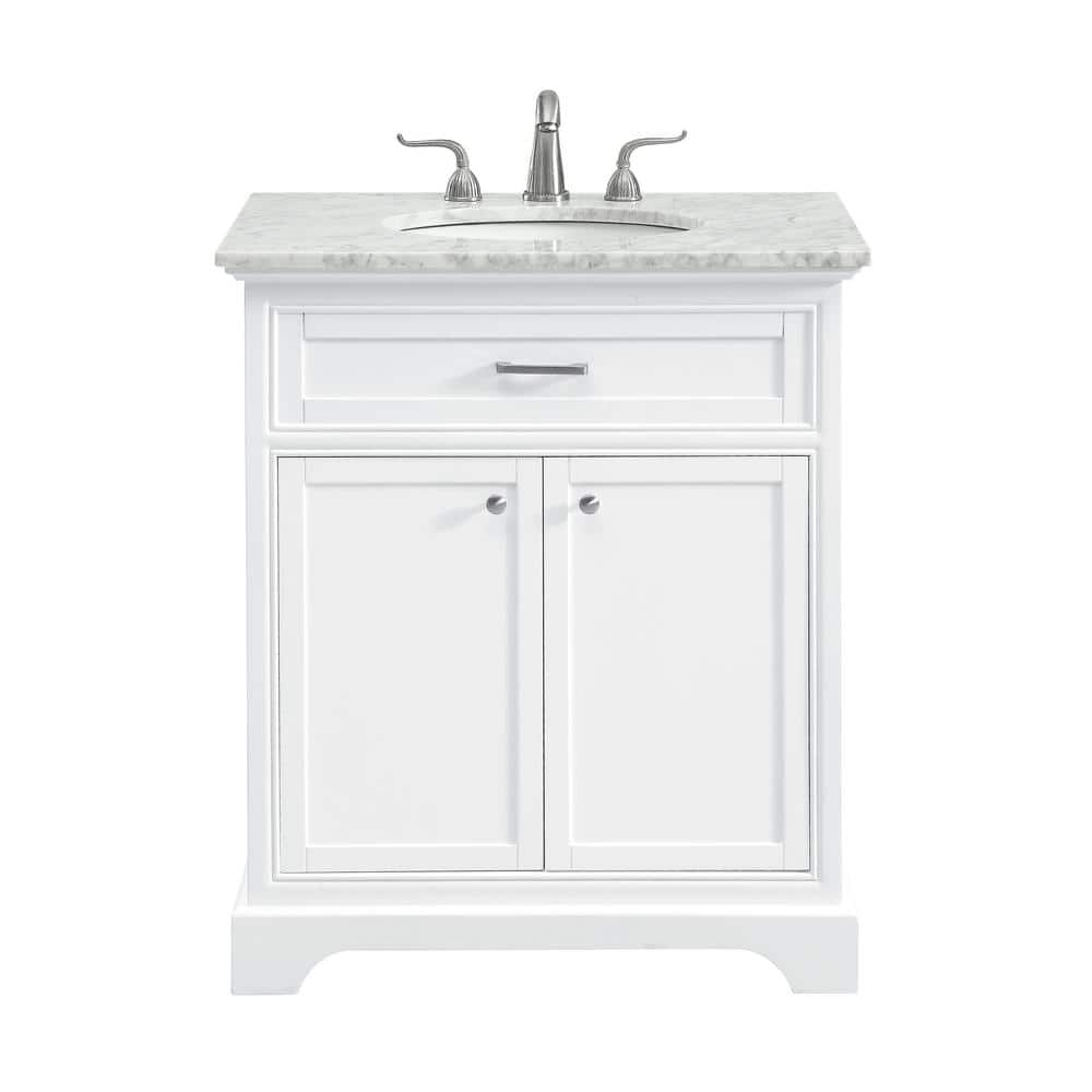 30 in. W x 21.5 in. D x 21.5 in. H Single Bathroom Vanity in White with ...