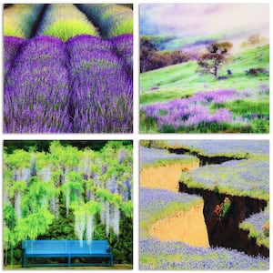 "Splendid Lavender" Frameless Free Floating Reverse Printed Tempered Glass Nature Scapes Wall Art, 20 in. x 20 in.