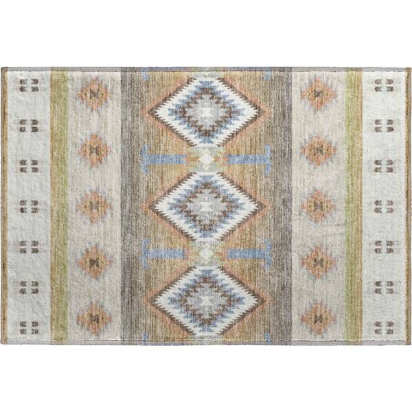Mayfield Premium Machine Washable Abstract AMF2541 Ivory 3 ft. x 4 ft. Area Rug