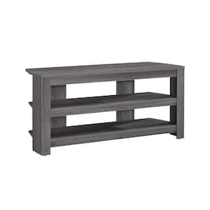 42 in. Gray Particle Board Corner TV Stand Fits TVs Up to 42 in. with Open Storage