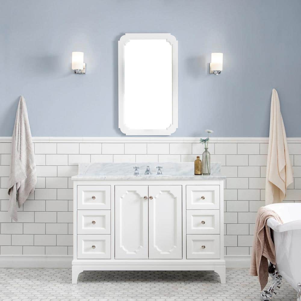 Water Creation Queen 48 in. W x 22 in. D Bath Vanity in Pure White with ...