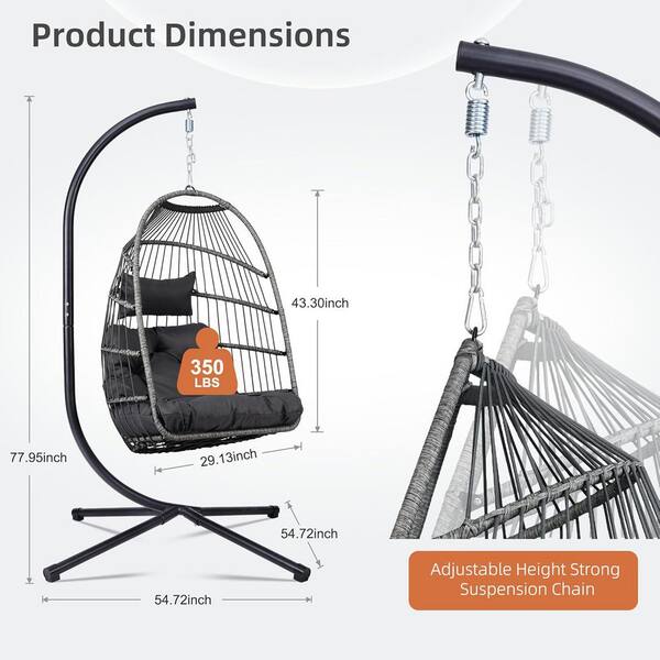 AUTMOON Foldable Hanging Egg Chair with Stand Up to 350 lbs