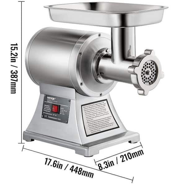 VEVOR 110V Commercial Meat Grinder 550Lbs/hour 1100W 190 PRM Sausage  Stuffer Maker 1.5 HP Stainless Steel Home Kitchen Tool 5 Plates and 1  Cutting Knives