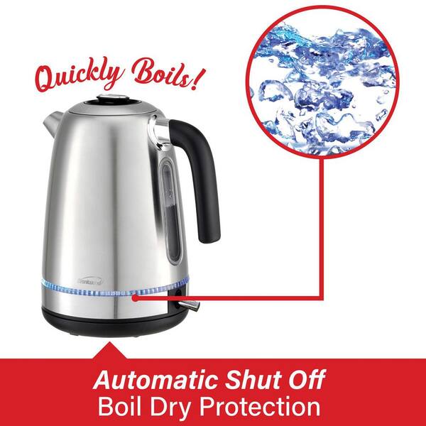 Brentwood Electric Kettle BPA Free 1-Liter Cordless 1500 Watts 7 Cups White  Tea
