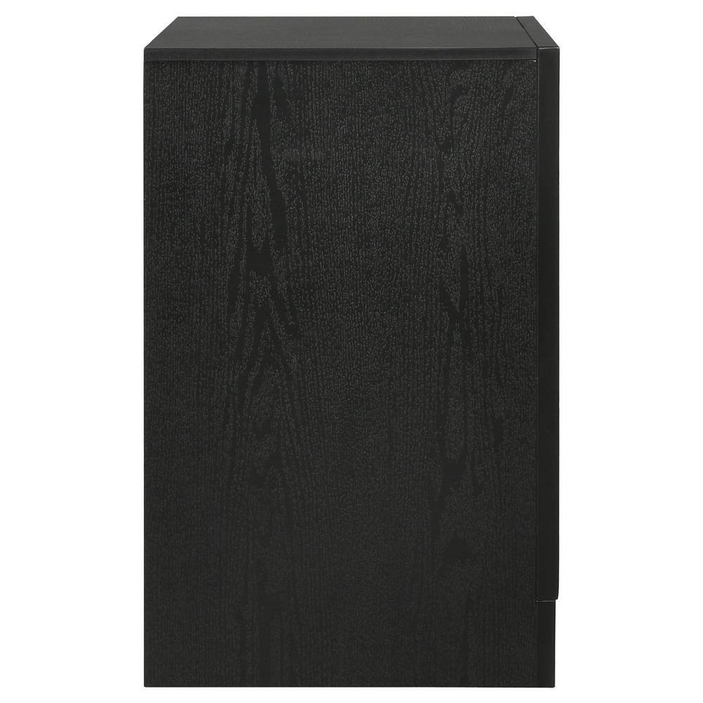 Contemporary Black 2-Drawer Nightstand with Rhinestone Handles